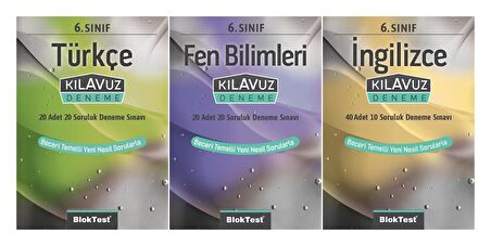 Bloktest 6. Sınıf Türkçe + Fen + İngilizce Kılavuz Deneme Seti 3 Kitap 2023