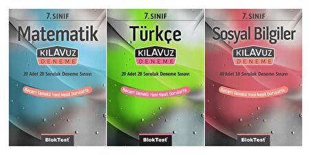 Bloktest 7. Sınıf Matematik + Türkçe + Sosyal Kılavuz Deneme Seti 3 Kitap 2023