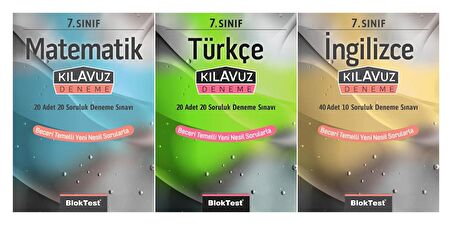 Bloktest 7. Sınıf Matematik + Türkçe + İngilizce Kılavuz Deneme Seti 3 Kitap 2023
