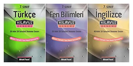 Bloktest 7. Sınıf Türkçe + Fen + İngilizce Kılavuz Deneme Seti 3 Kitap 2023