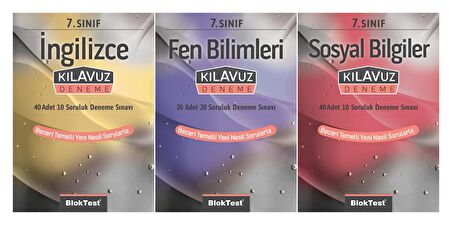 Bloktest 7. Sınıf Fen + Sosyal + İngilizce Kılavuz Deneme Seti 3 Kitap 2023