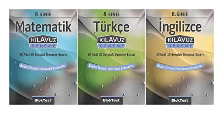 Bloktest 8. Sınıf Matematik + Türkçe + İngilizce Kılavuz Deneme Seti 3 Kitap 2023