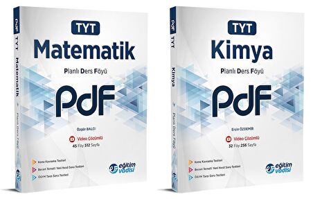 Eğitim Vadisi Tyt Matematik + Kimya Pdf Planlı Ders Föyü Seti 2 Kitap 2023