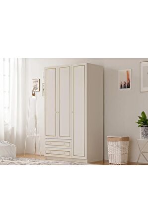 Rabi Mobilya Gold Country 3 Kapaklı 2 Çekmeceli Mega Gardırop 