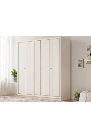 Rabi Mobilya Gold Country 5 Kapaklı Mega Gardırop 