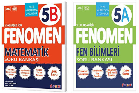 Fenomen Okul 2025 5. Sınıf Matematik + Fen Bilimleri B Serisi Soru Seti 2 Kitap Güncel Müfredat