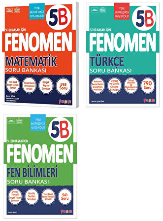 Fenomen Okul 2025 5. Sınıf Matematik + Türkçe + Fen B Serisi Soru Seti 3 Kitap Güncel Müfredat