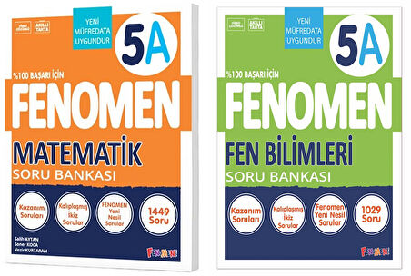 Fenomen Okul 2025 5. Sınıf Matematik + Fen Bilimleri A Serisi Soru Seti 2 Kitap Güncel Müfredat