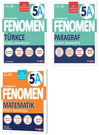 Fenomen Okul 2025 5. Sınıf Matematik + Türkçe + Paragraf A Serisi Soru Seti 3 Kitap Güncel Müfredat