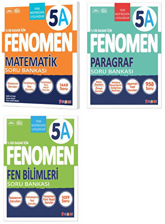 Fenomen Okul 2025 5. Sınıf Matematik + Paragraf + Fen A Serisi Soru Seti 3 Kitap Güncel Müfredat