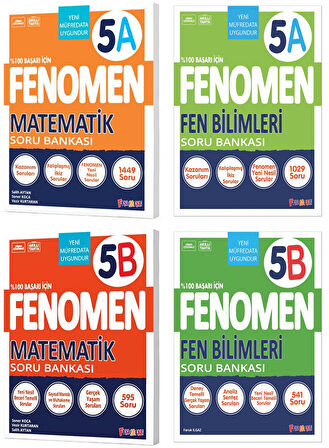 Fenomen Okul 2025 5. Sınıf Matematik + Fen Bilimleri A + B Serisi Soru Seti 4 Kitap Güncel Müfredat