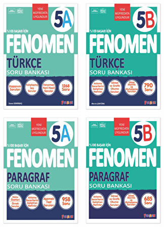 Fenomen Okul 2025 5. Sınıf Türkçe + Paragraf A + B Serisi Soru Seti 4 Kitap Güncel Müfredat