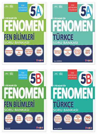 Fenomen Okul 2025 5. Sınıf Türkçe + Fen Bilimleri A + B Serisi Soru Seti 4 Kitap Güncel Müfredat
