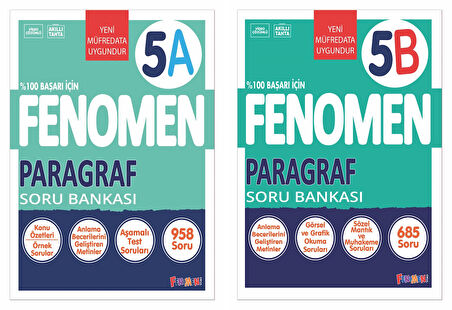 Fenomen Okul 2025 5. Sınıf Paragraf A + B Serisi Soru Seti 2 Kitap Güncel Müfredat