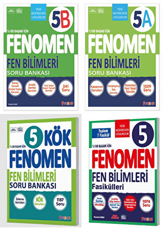 Fenomen Okul 2025 5. Sınıf Fen Bilimleri A + B + Kök + Fasikül Seti 4 Kitap Güncel Müfredat