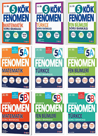 Fenomen Okul 2025 5. Sınıf Matematik + Türkçe + Fen Kök + A + B Soru Seti 9 Kitap Güncel Müfredat