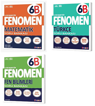 Fenomen Okul 2025 6. Sınıf Matematik + Türkçe + Fen B Serisi Soru Seti 3 Kitap