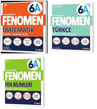 Fenomen Okul 2025 6. Sınıf Matematik + Türkçe + Fen A Serisi Soru Seti 3 Kitap
