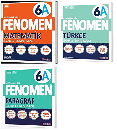 Fenomen Okul 2025 6. Sınıf Matematik + Türkçe + Paragraf A Serisi Soru Seti 3 Kitap