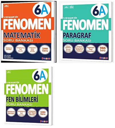 Fenomen Okul 2025 6. Sınıf Matematik + Paragraf + Fen A Serisi Soru Seti 3 Kitap