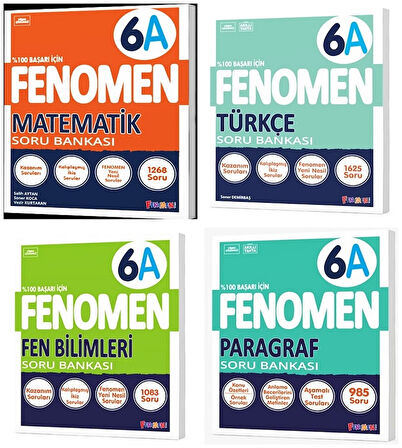 Fenomen Okul 2025 6. Sınıf Matematik + Türkçe + Fen + Paragraf A Serisi Soru Seti 4 Kitap