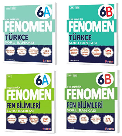Fenomen Okul 2025 6. Sınıf Türkçe + Fen Bilimleri A + B Serisi Soru Seti 4 Kitap