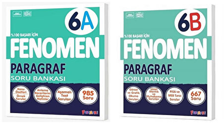 Fenomen Okul 2025 6. Sınıf Paragraf A + B Serisi Soru Seti 2 Kitap