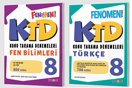 Fenomen Okul 2025 8. Sınıf Lgs Fen Bilimleri + Türkçe Konu Tarama Denemeleri Seti 2 Kitap