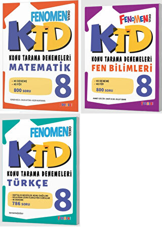 Fenomen Okul 2025 8. Sınıf Lgs Matematik + Türkçe + Fen Konu Tarama Denemeleri Seti 3 Kitap