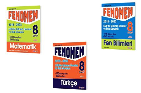Fenomen Okul 2024 8. Sınıf Lgs Matematik + Türkçe + Fen Çıkmış Soruları Ve İkiz Sorular Seti