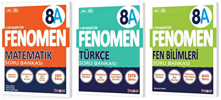 Fenomen Okul 2025 8. Sınıf Matematik + Türkçe + Fen A Serisi Soru Bankası Seti 3 Kitap