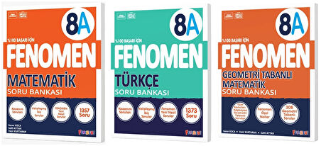 Fenomen Okul 2025 8. Sınıf Matematik + Türkçe + Geometri A Serisi Soru Bankası Seti 3 Kitap