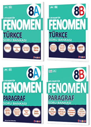 Fenomen Okul 2025 8. Sınıf Türkçe + Paragraf A + B Serisi Soru Bankası Seti 4 Kitap