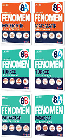Fenomen Okul 2025 8. Sınıf Matematik + Türkçe + Paragraf A + B Serisi Soru Bankası Seti 6 Kitap
