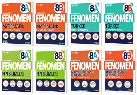 Fenomen Okul 2025 8. Sınıf Matematik + Türkçe + Fen + Geometri A + B Serisi Soru Bankası Seti 8 Kitap