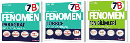 Fenomen Okul 2025 7. Sınıf Paragraf + Türkçe + Fen B Serisi Soru Seti 3 Kitap