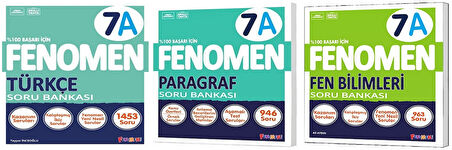 Fenomen Okul 2025 7. Sınıf Paragraf + Türkçe + Fen A Serisi Soru Seti 3 Kitap