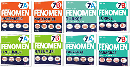 Fenomen Okul 2025 7. Sınıf Matematik + Türkçe + Fen + Paragraf A + B Serisi Soru Seti 8 Kitap