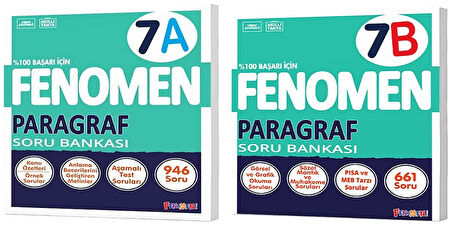 Fenomen Okul 2025 7. Sınıf Paragraf A + B Serisi Soru Seti 2 Kitap