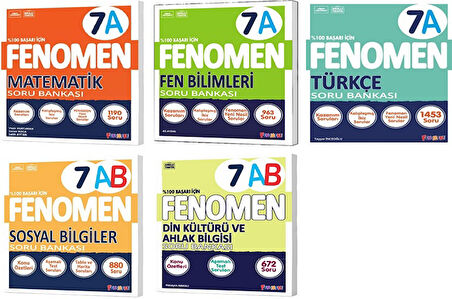 Fenomen Okul 2026 7. Sınıf Matematik + Türkçe + Fen + Sosyal + Din A Soru Seti 5 Kitap