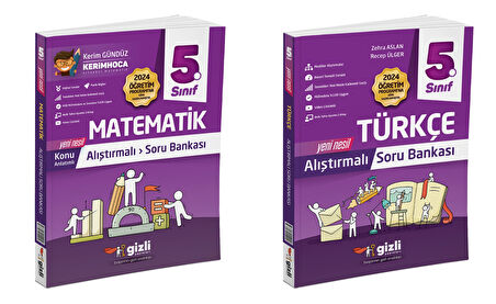 Gizli 2025 5. Sınıf Matematik + Türkçe Alıştırmalı Soru Bankası Seti 2 Kitap