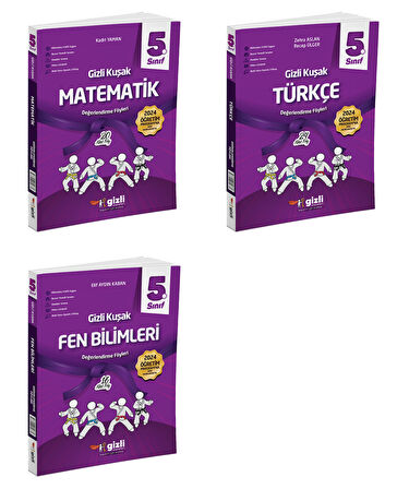 Gizli 2025 5. Sınıf Matematik + Türkçe + Fen Gizli Kuşak Serisi Seti 3 Kitap