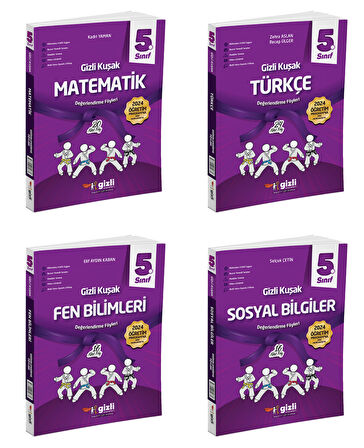 Gizli 2025 5. Sınıf Matematik + Türkçe + Fen + Sosyal Gizli Kuşak Serisi Seti 4 Kitap