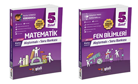 Gizli 2025 5. Sınıf Matematik + Fen Bilimleri Alıştırmalı Soru Bankası Seti 2 Kitap