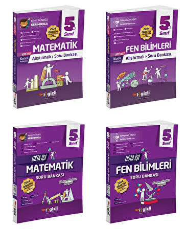 Gizli 2025 5. Sınıf Matematik + Fen Alıştırmalı + Usta İşi Soru Bankası Seti 4 Kitap Güncel Müfredat