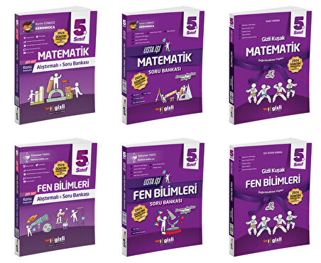 Gizli 2025 5. Sınıf Matematik + Fen Alıştırmalı + Usta İşi Soru + Gizli Kuşak Seti 6 Kitap Güncel Müfredat