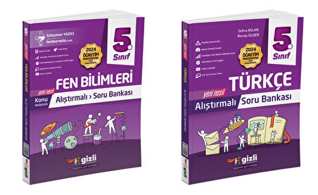 Gizli 2025 5. Sınıf Fen Bilimleri + Türkçe Alıştırmalı Soru Bankası Seti 2 Kitap