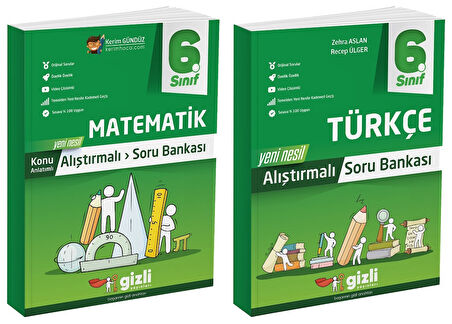 Gizli 2025 6. Sınıf Matematik + Türkçe Alıştırmalı Soru Bankası Seti 2 Kitap