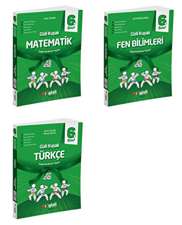 Gizli 2025 6. Sınıf Matematik + Türkçe + Fen Gizli Kuşak Serisi Seti 3 Kitap