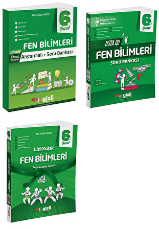Gizli Yayınları 2025 6. Sınıf Fen Bilimleri Alıştırmalı + Usta İşi + Gizli Kuşak Serisi Seti 3 Kitap
